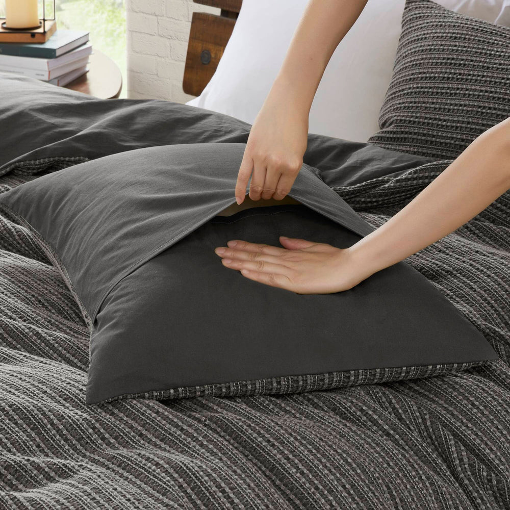 3PCS King/Cal King Waffle Washed Comforter Set Media 8