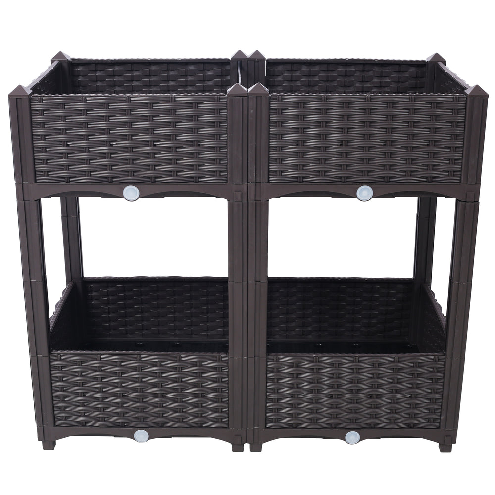 Planter Raised Beds - Elevated Planter Garden Box with Drainage Plug Raised Garden Beds for Vegetable/Flower/Herb Outdoor Standing Planter Beds Gardening Kit,Brown,31.5'x15.7'x27.7' Media 7