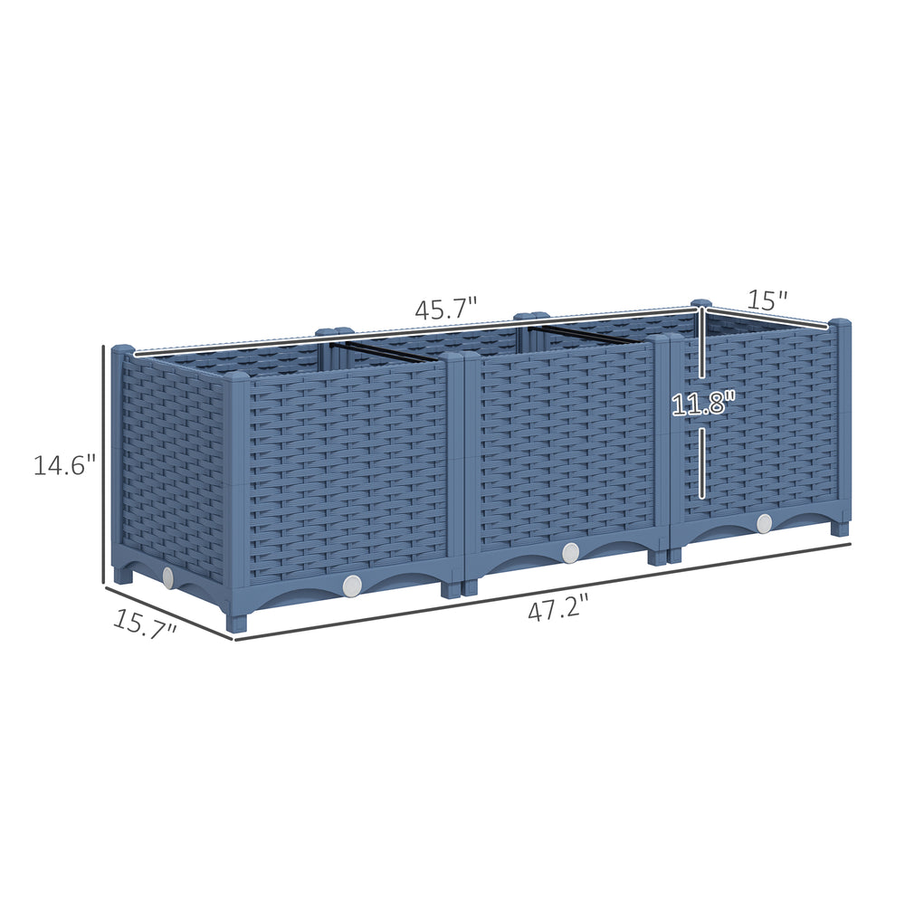 Outdoor Flower Box with Drainage Holes,Plastic Raised Garden Bed Media 3