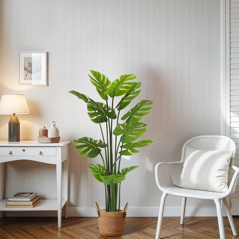 57' Artificial Monstera Deliciosa Plant with Black Plastic Pot