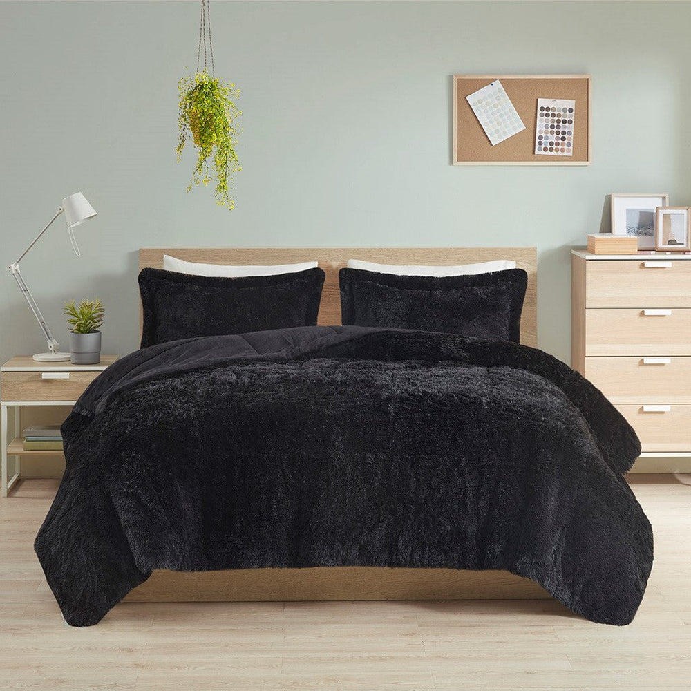 Twin/Twin XL Shaggy Long Fur Comforter Mini Set Media 3