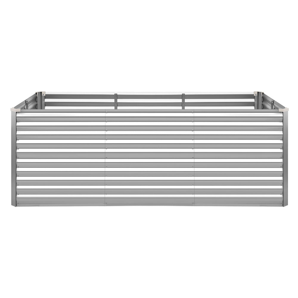 Galvanized Raised Garden Bed, 8 x 4 x 3 ft, Rectangular Metal Planter Box Kit Outdoor, Bottomless Elevated Planting Box with Gloves, Rustproof Alu-Zinc, for Growing Flowers Vegetables, Silver Media 1