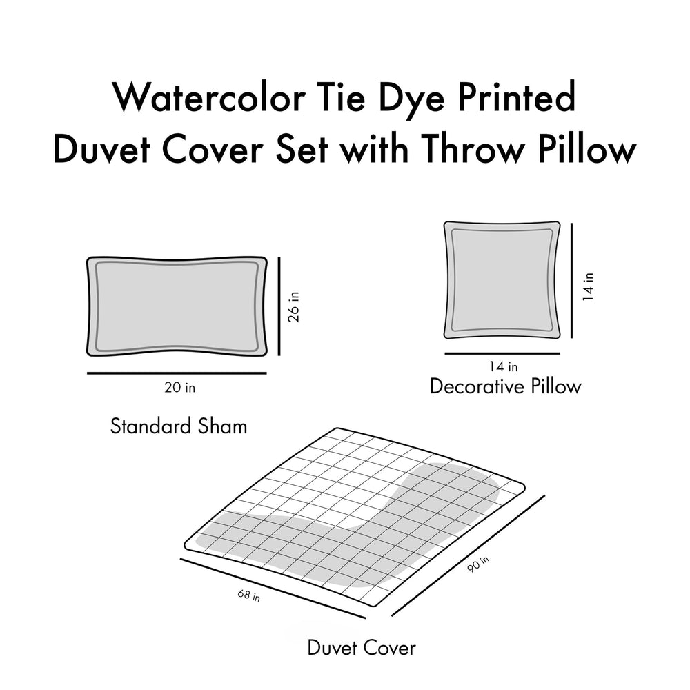 Twin/Twin XL Watercolor Tie Dye Printed Duvet Cover Set with Throw Pillow Media 19