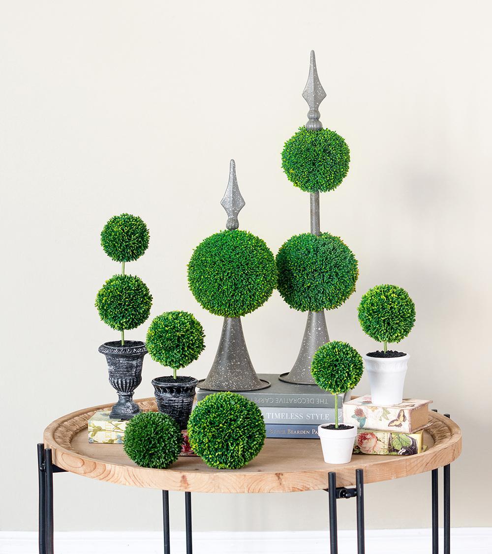S/2 D4x15.5'H Faux Double Ball-Shape Topiary-Black Pot Media 7