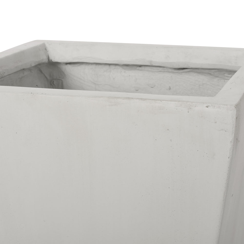 13' Outdoor Modern MGO Small Cast Stone Planter, Matte White Media 7