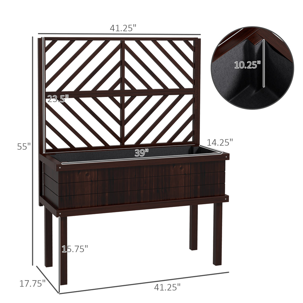 Raised Garden Bed,Elevated Wood Planter with Trellis for Climbing Plants,with Legs and Drainage Holes Media 3