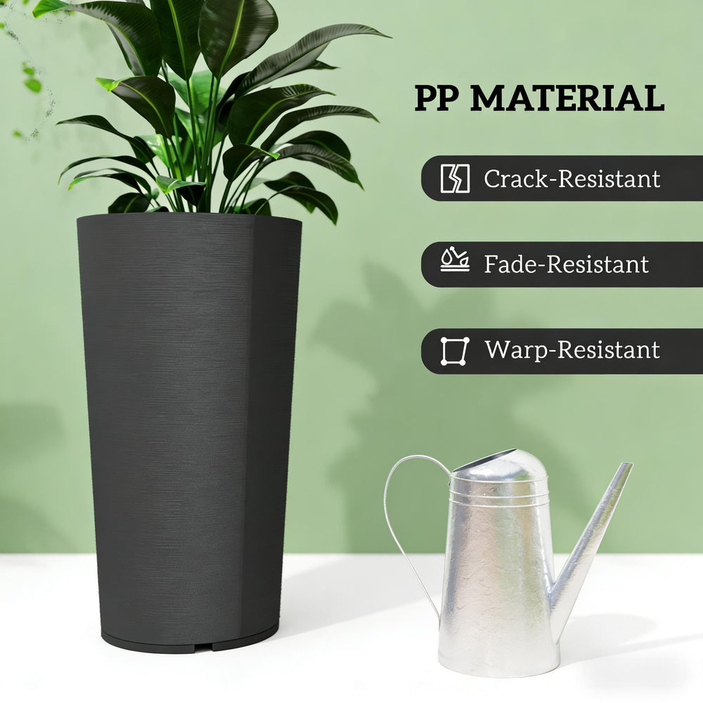 Set of 2 Flower Pots,Stackable Large Planters,High Planter Media 5
