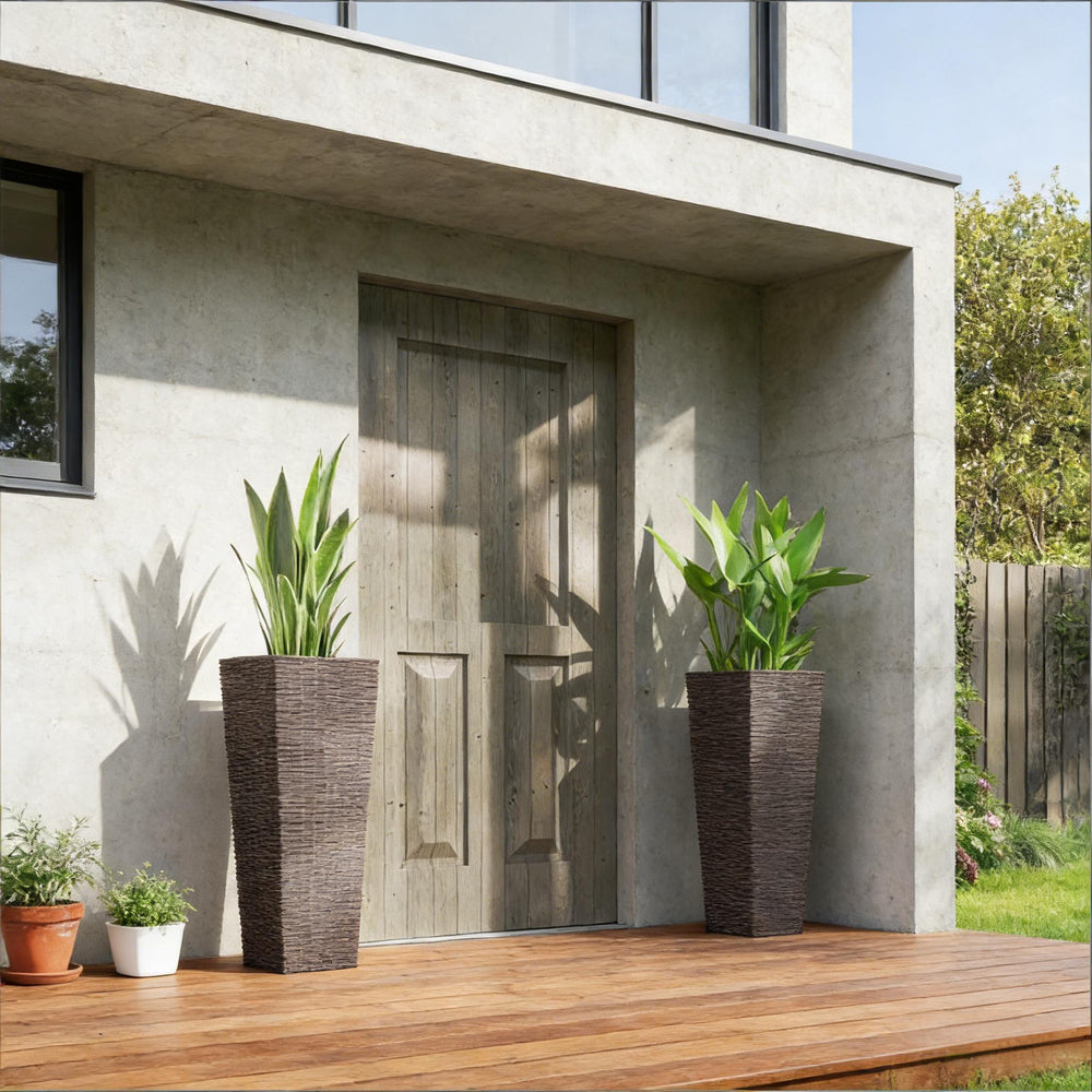 Flower Boxs,Set of 2 Flower Pots,Tall Planters Media 1