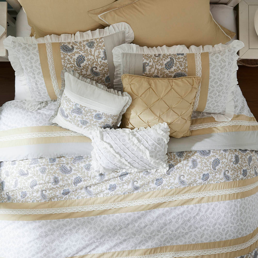 9 Piece Cotton Percale Comforter Set Yellow Cal King Media 9