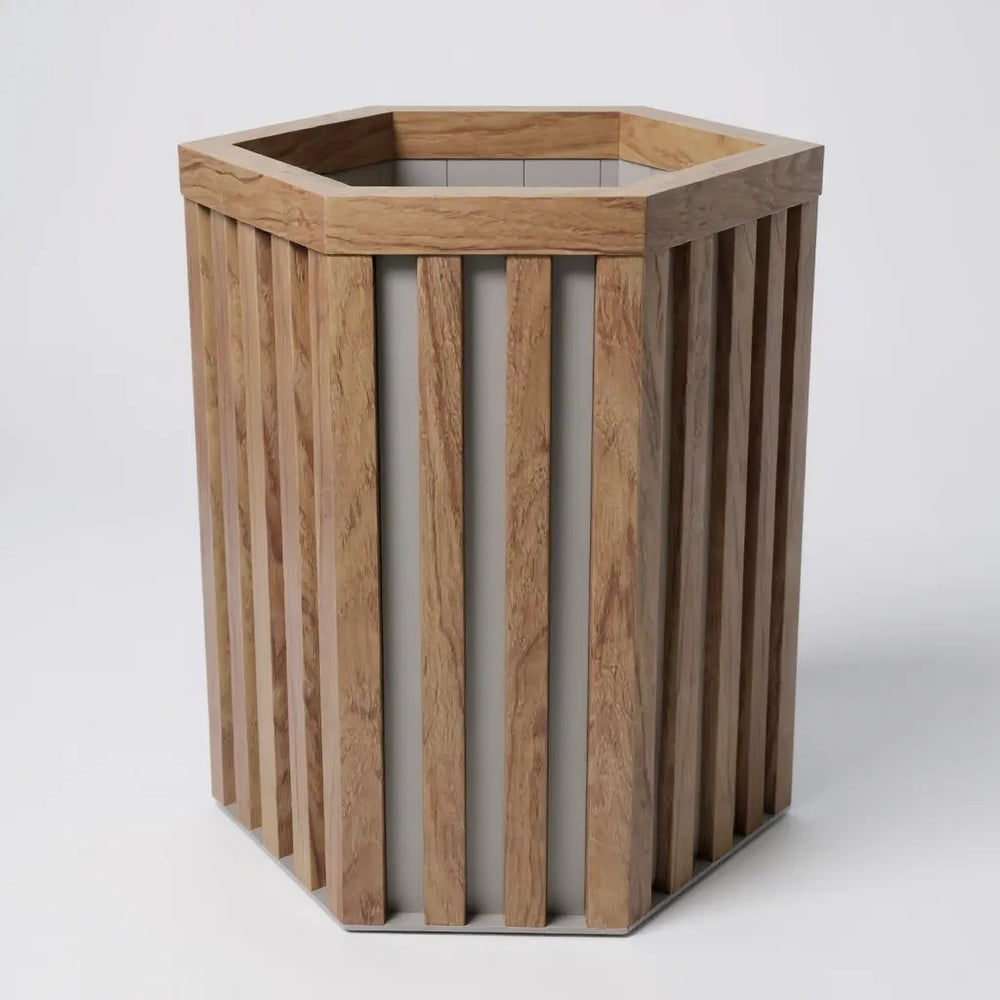 Hexagon Column Planter SM - Medium Brown Media 1