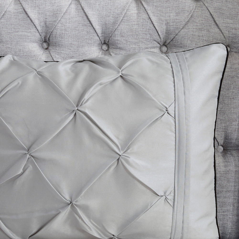 7 Piece Tufted Comforter Set Grey Full Media 9