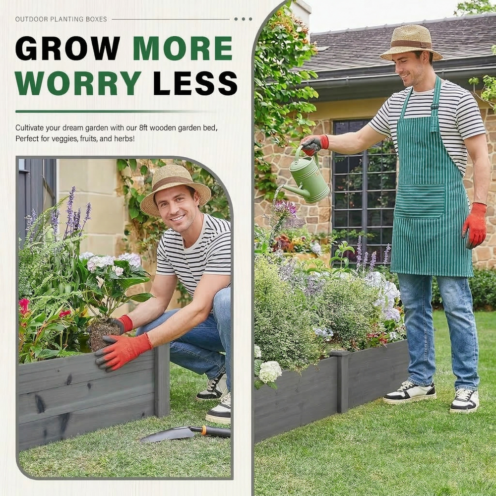 Over Ground Raised Garden Bed 96x28x10'', Large Long Planter Box for Outdoor, Tool-Free Assembly Media 15