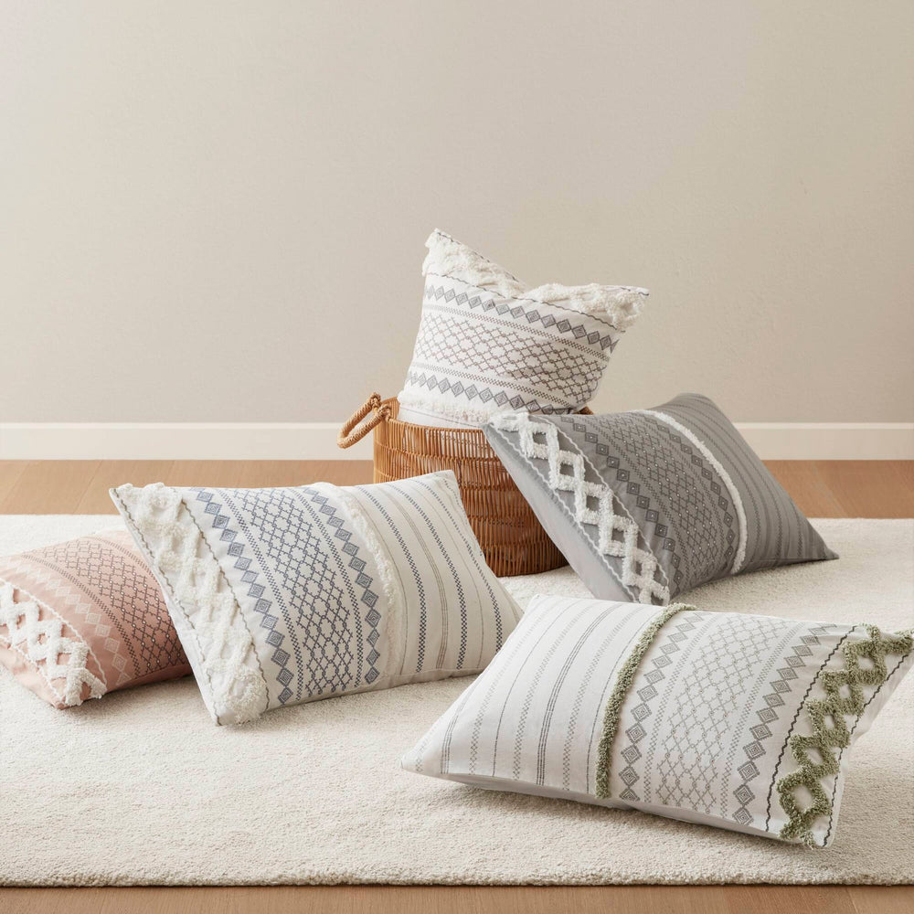 3 PCS King/Cal King Cotton Printed Comforter Set with Chenille Sage/Ivory Media 10