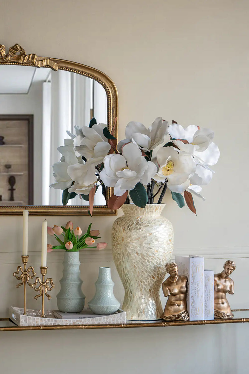 Vase with Gold and White Capiz Shell Design