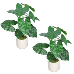 30'' Artificial Tropical Alocasia Leaf Plant With White Pot 2pc/set perspective