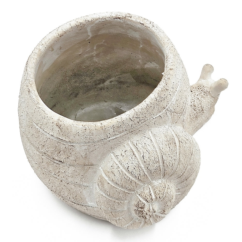 9.5x8.3x6' Decorative Sand and Cement Snail Planter with Textured Beige Finish Media 3