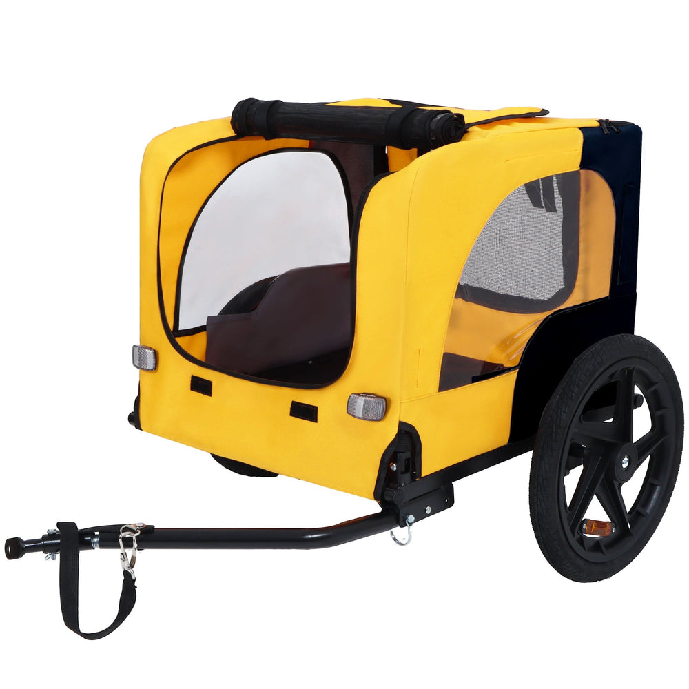 Pet Bike Trailer Dog Cart for Bicycle, Suitable for Small and Medium Pets, Easy Folding Cart Frame, Quick Release Wheel, Non-Slip Floor, Internal Leash Media 9