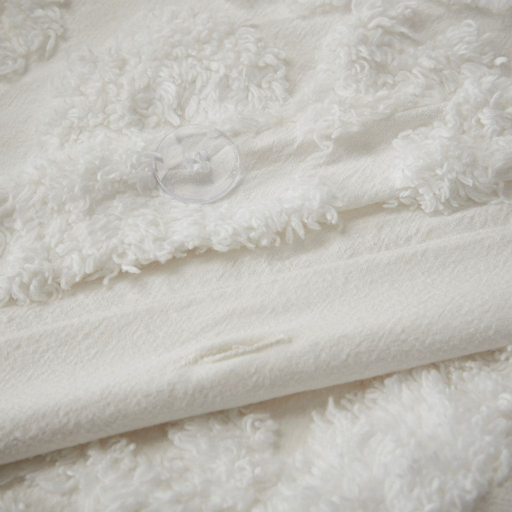King/Cal King 3 Piece Tufted Cotton Chenille Damask Duvet Cover Set Media 10