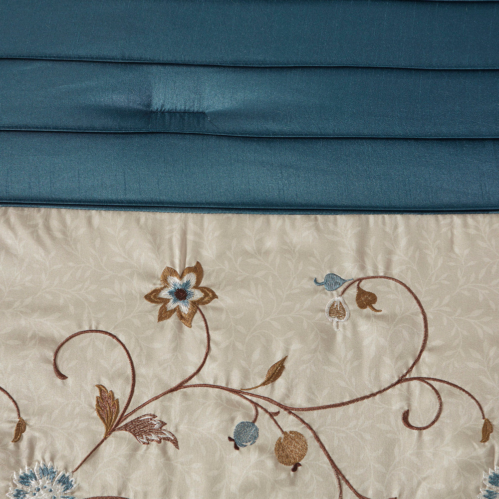 Embroidered 7 Piece Comforter Set Navy Cal King Media 13