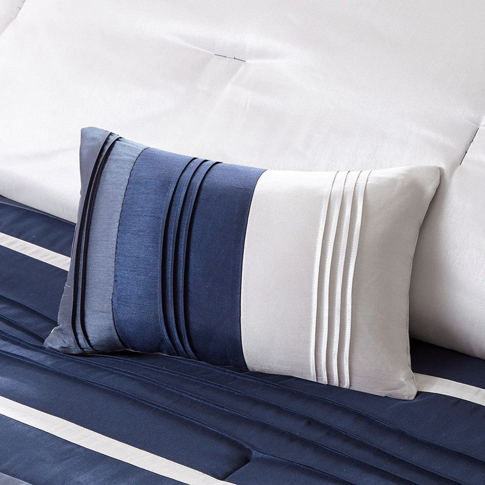 7 Piece Comforter Set Navy Cal King Media 5