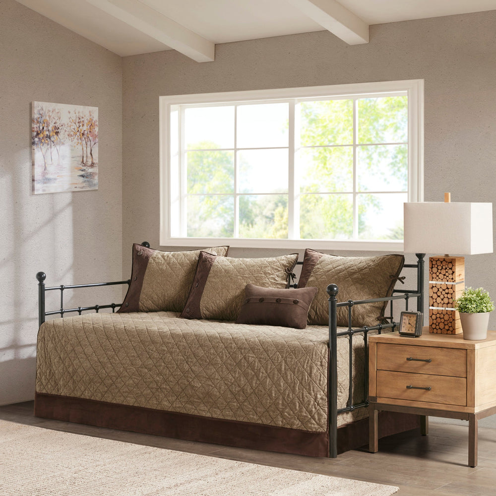 6 Piece Reversible Daybed Cover Set Brown Daybed Media 1