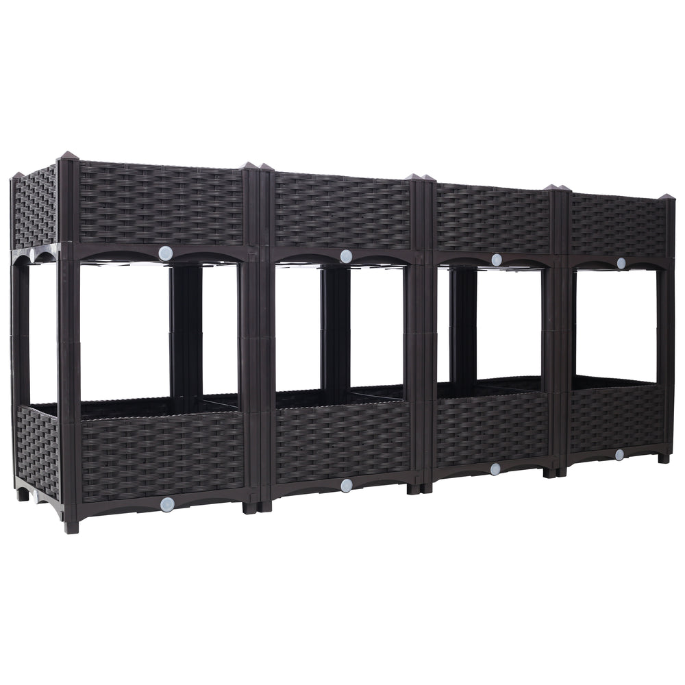 Planter Raised Beds - Elevated Planter Garden Box with Drainage Plug Raised Garden Beds for Vegetable/Flower/Herb Outdoor Standing Planter Beds Gardening Kit,Brown,63'x15.7'x27.7' Media 4