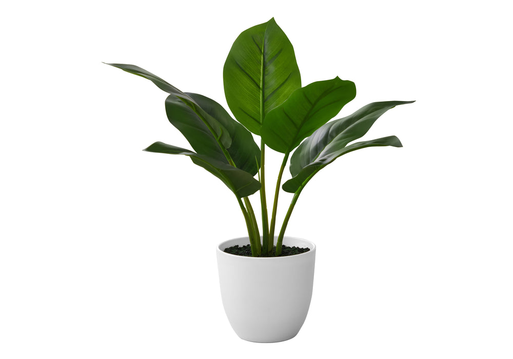 Artificial Plant, 17' Tall, Aureum, Indoor, Faux, Fake, Table, Greenery, Potted, Real Touch, Decorative, Green Leaves, White Pot Media 2