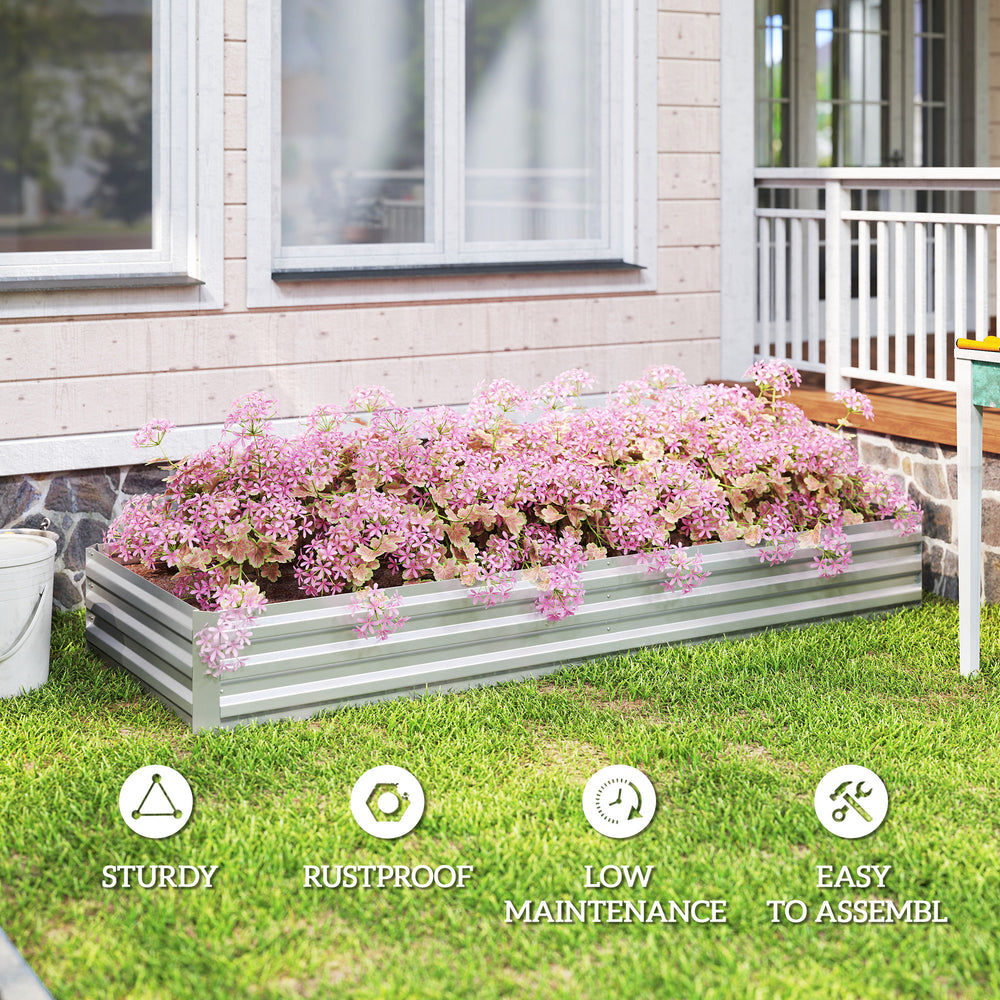 Outsunny 95' x 36' x 12' Galvanized Raised Garden Bed, Metal Elevated Planter Box, Easy DIY and Cleaning for Growing Flowers, Herbs, Silver Media 5