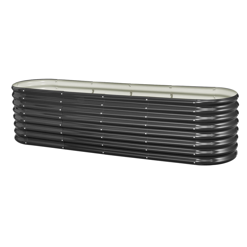 Metal Raised Garden Bed, 8 x 2 x 2 ft Oval Outdoor Galvanized Planter Garden Box, Open Bottom Design, Large Planter Raised Bed for Growing Vegetables, Flowers, Herbs, and Succulents, Dark Gray Media 6