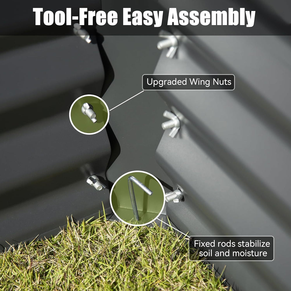 8×4×1.5 ft Galvanized Raised Garden Bed, Outdoor Planter Garden Boxes Large Metal Planter Box for Gardening Vegetables Fruits Flowers, Dark Grey Media 9