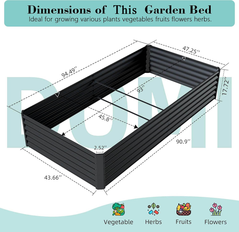 8×4×1.5 ft Galvanized Raised Garden Bed, Outdoor Planter Garden Boxes Large Metal Planter Box for Gardening Vegetables Fruits Flowers, Dark Grey Media 2