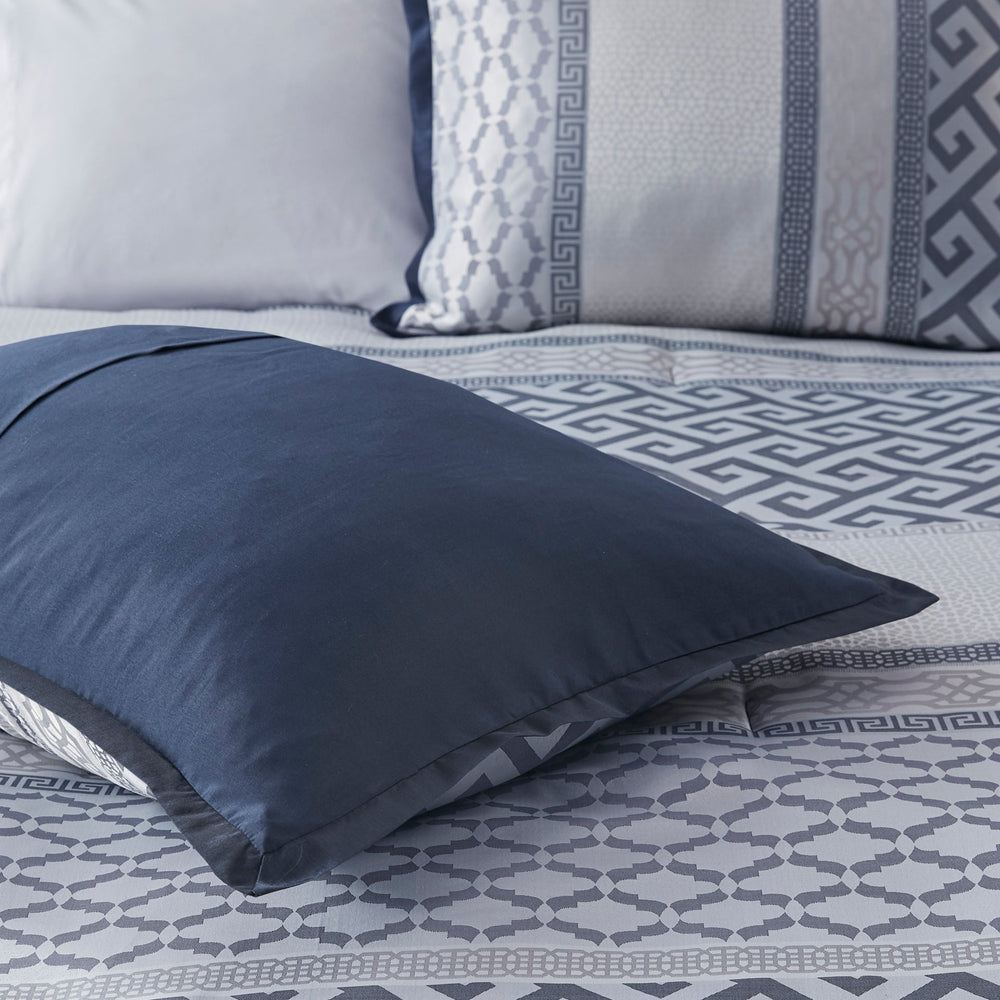 7 Piece Jacquard Comforter Set Navy Queen Media 7