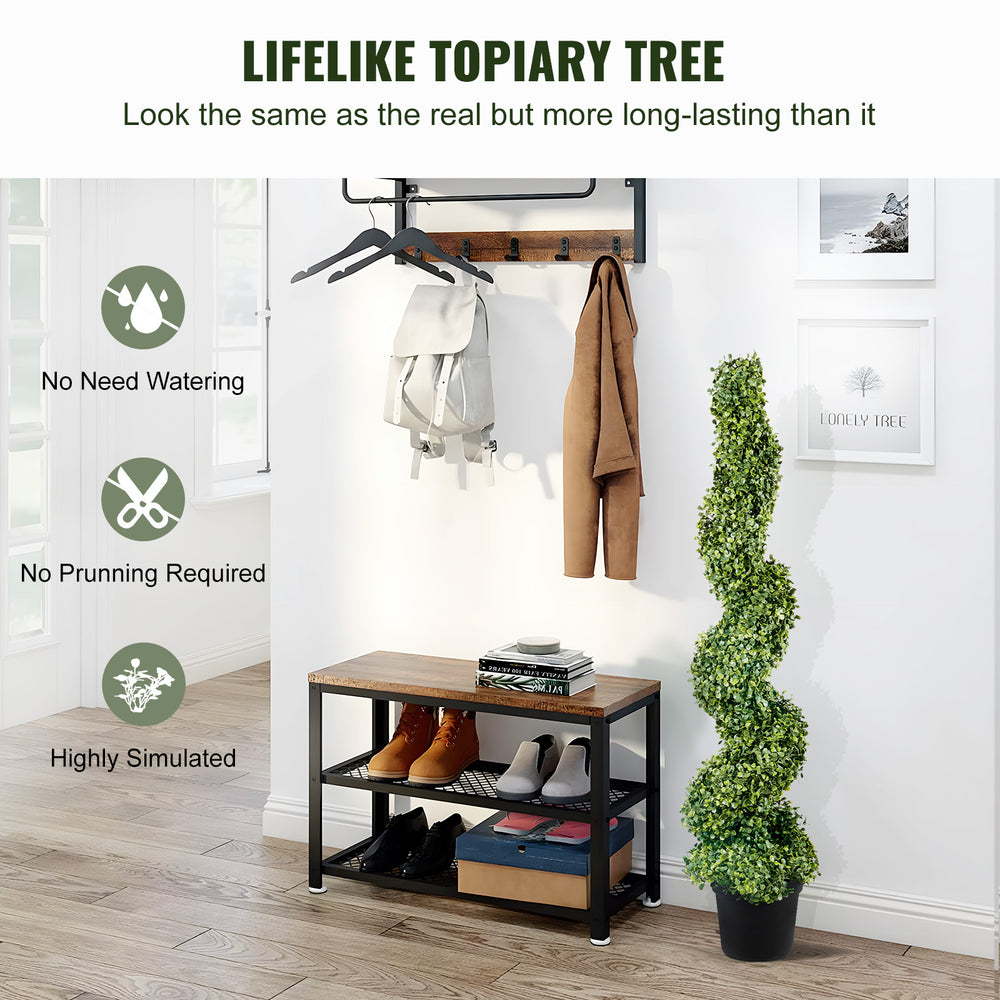 2 pcs. Artificial Boxwood Tower Topiary Spiral Artificial Plant 122cm high Decorative Plant Green Plastic PE Iron Topiary Plants incl. 10 pcs. Replacement Leaves Media 3