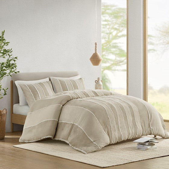 King/Cal King 3 Piece Striped Cotton Duvet Cover Set Media 17