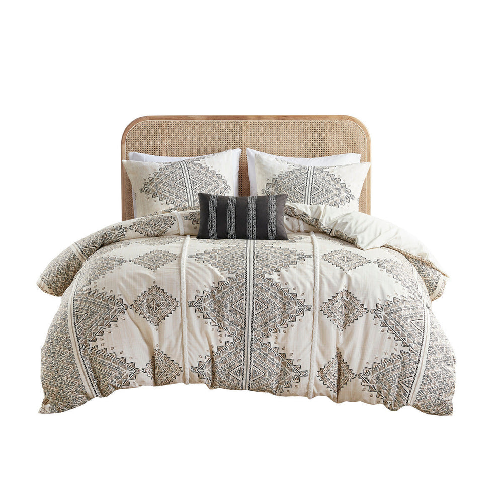 King/Cal King 4 Piece Printed Duvet Cover Set with Throw Pillow Media 5