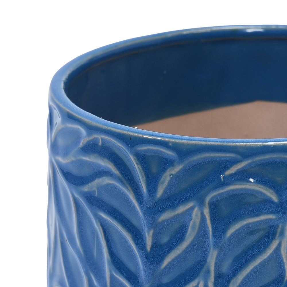 Set of 2 Ceramic Flowerpot, 7' Modern Planter for Patio, Garden, Windowsill - Navy Blue Media 8