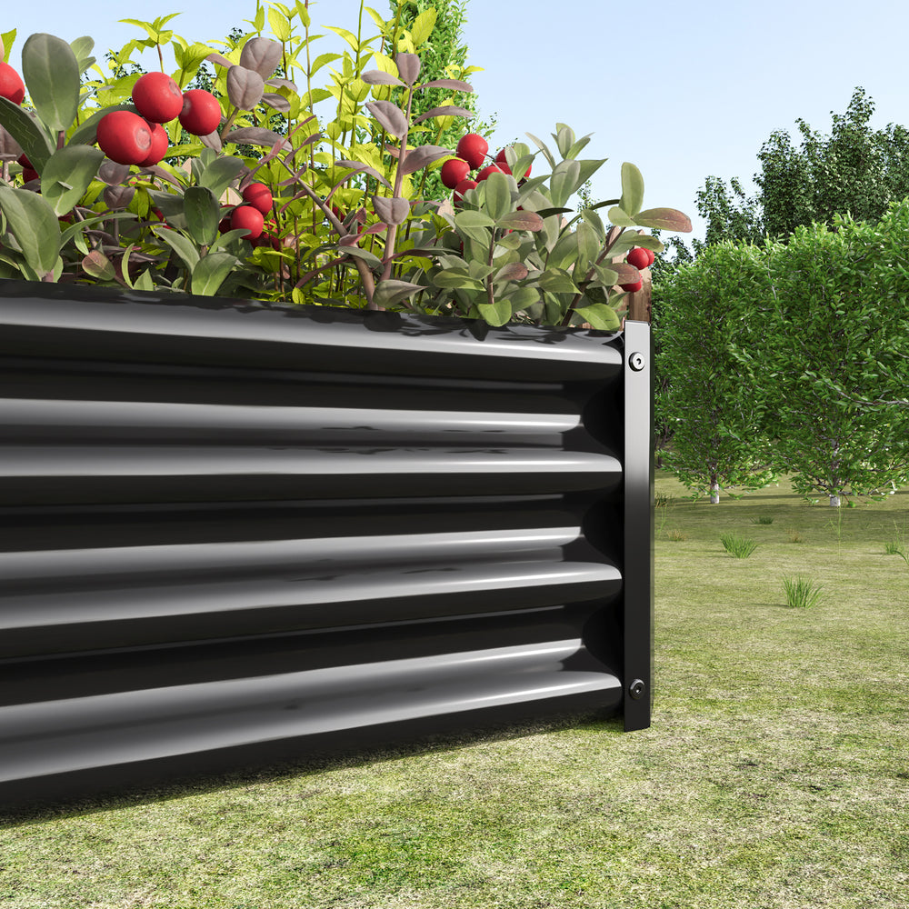 2PCS Black 4×2×1ft Metal Raised Garden Bed, Rectangle Raised Planter for Flowers Plants, Vegetables Herb Media 7