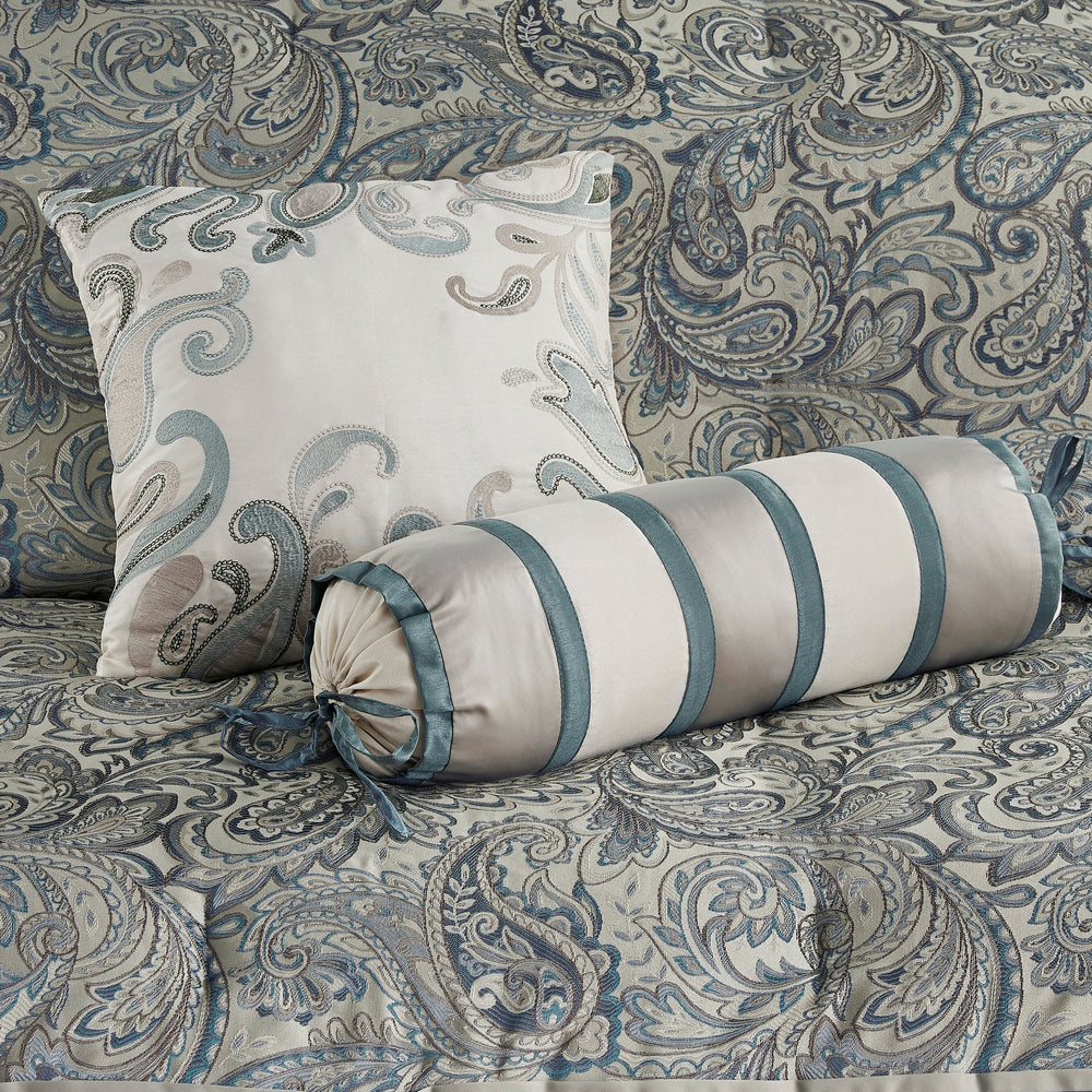 12 Piece Comforter Set with Cotton Bed Sheets Teal King Media 20
