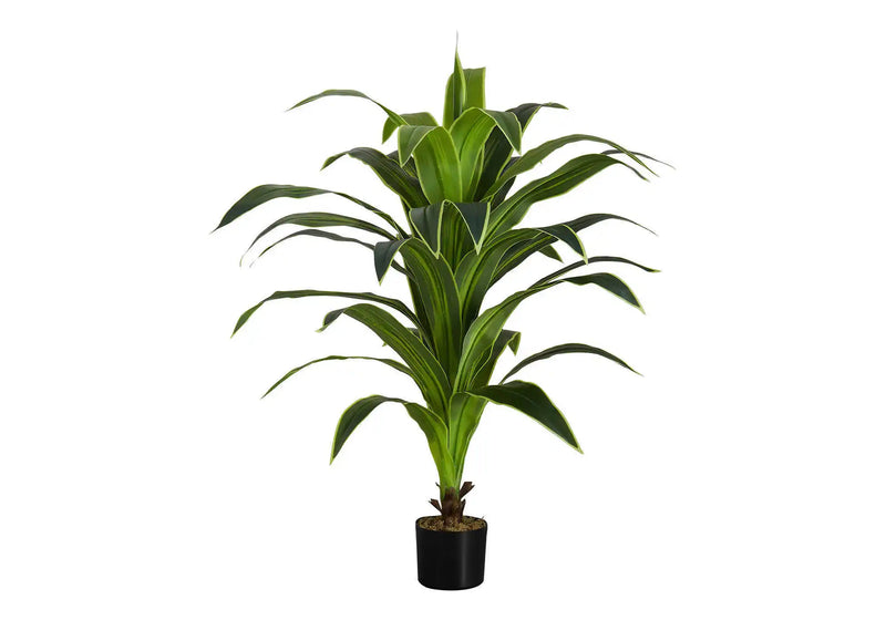 Artificial Plant, 47' Tall, Dracaena Tree, Indoor, Faux, Fake, Floor, Greenery, Potted, Real Touch, Decorative, Green Leaves, Black Pot
