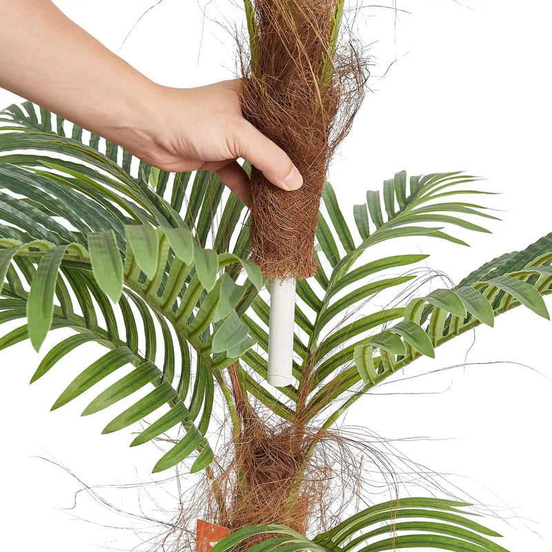 Artificial Palm Tree, 4 FT Tall Faux Plant, Secure PE Material & Anti-Tip Tilt Protection Low-Maintenance Plant, Lifelike Green Fake Tree for Home Office Warehouse Decor Indoor Outdoor