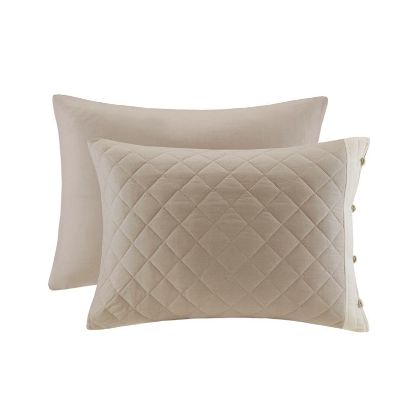 4 Piece Cotton Reversible Tailored Bedspread Set Khaki King Media 8