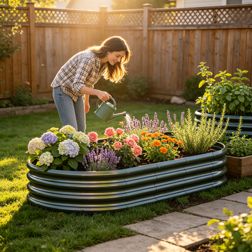 Galvanized Raised Garden Bed 6x3x1ft - Heavy Duty Metal Planter Box for Vegetables, Herbs & Flowers, Rust-Proof Outdoor Garden Bed with Large Capacity, Black, 1PCS Media 3