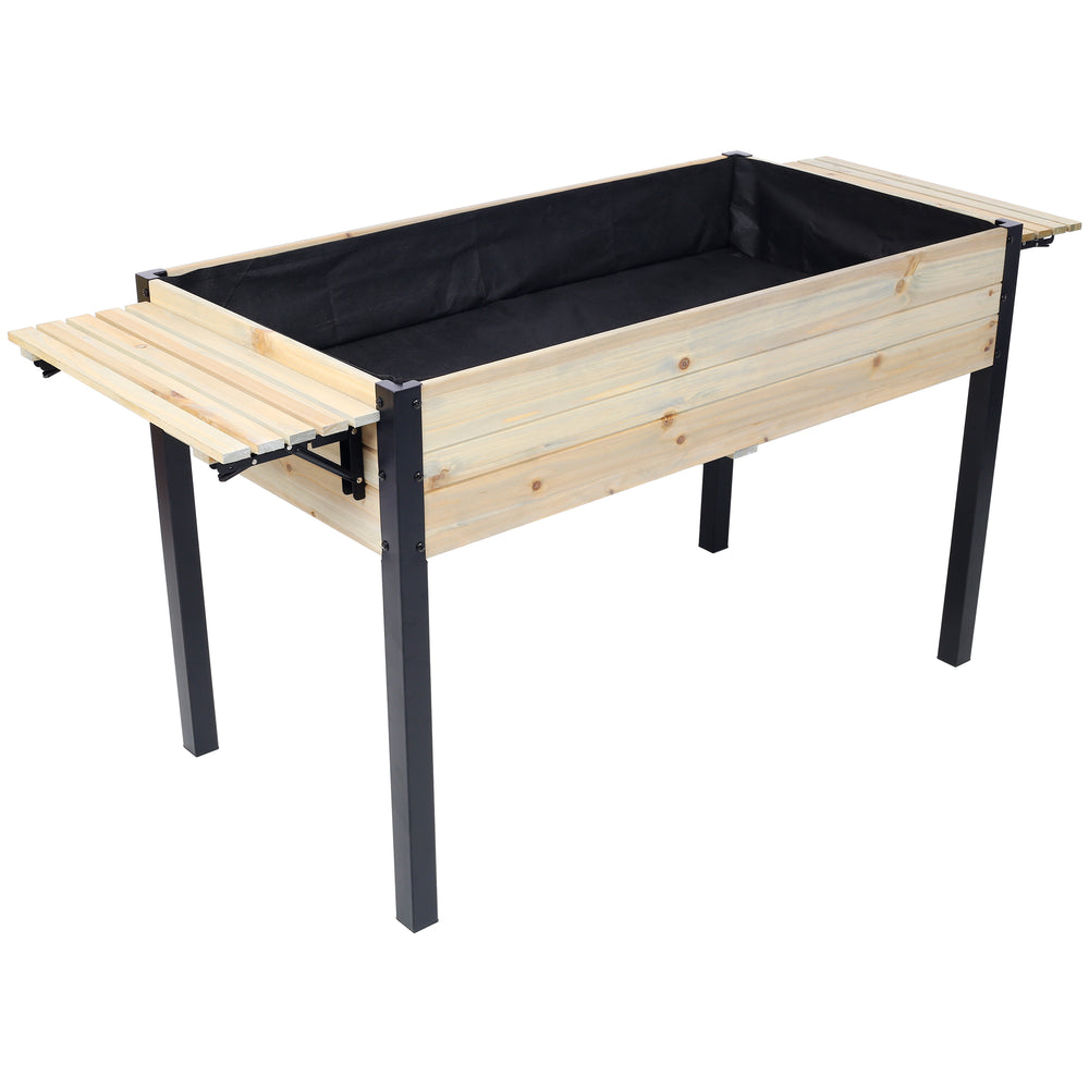 Raised Garden Bed, Metal Leg Wood Planter Boxes with Folding Storage Shelf,Elevated Planter Box for Growing Fresh Herbs, Vegetables, Flowers Great for Outdoor Patio, Deck, Balcony Media 11