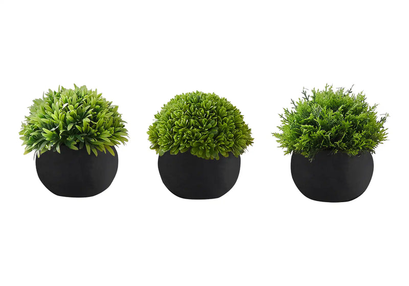 Artificial Plant, 5' Tall, Grass, Indoor, Faux, Fake, Table, Greenery, Potted, Set Of 3, Decorative, Green Plants, Black Pots