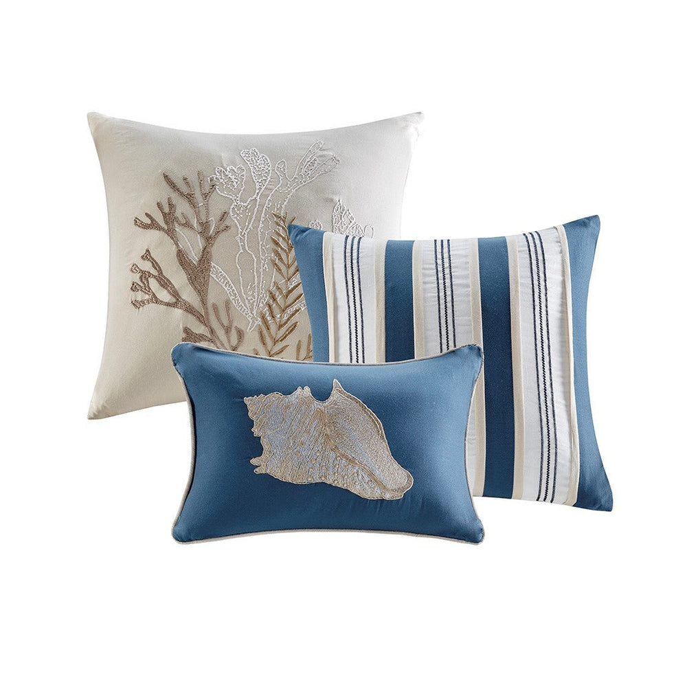 7 Piece Cotton Sateen Comforter Set Blue Cal King Media 2