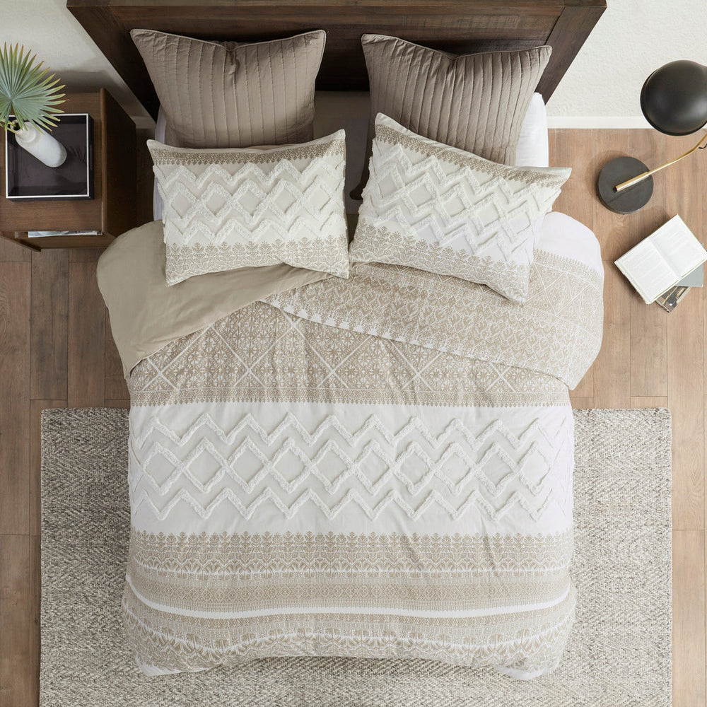 King/Cal King 3 Piece Cotton Duvet Cover Set with Chenille Tufting Media 6