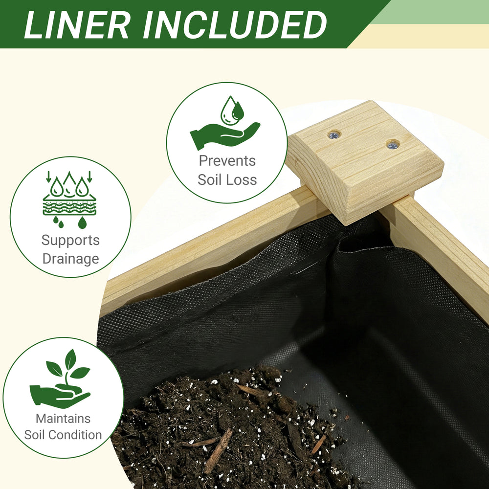 Raised Garden Bed 48x23x31.1-inch Elevated Wood Planter with Water Collection Tray, Storage Shelf, Protective Liner Media 7