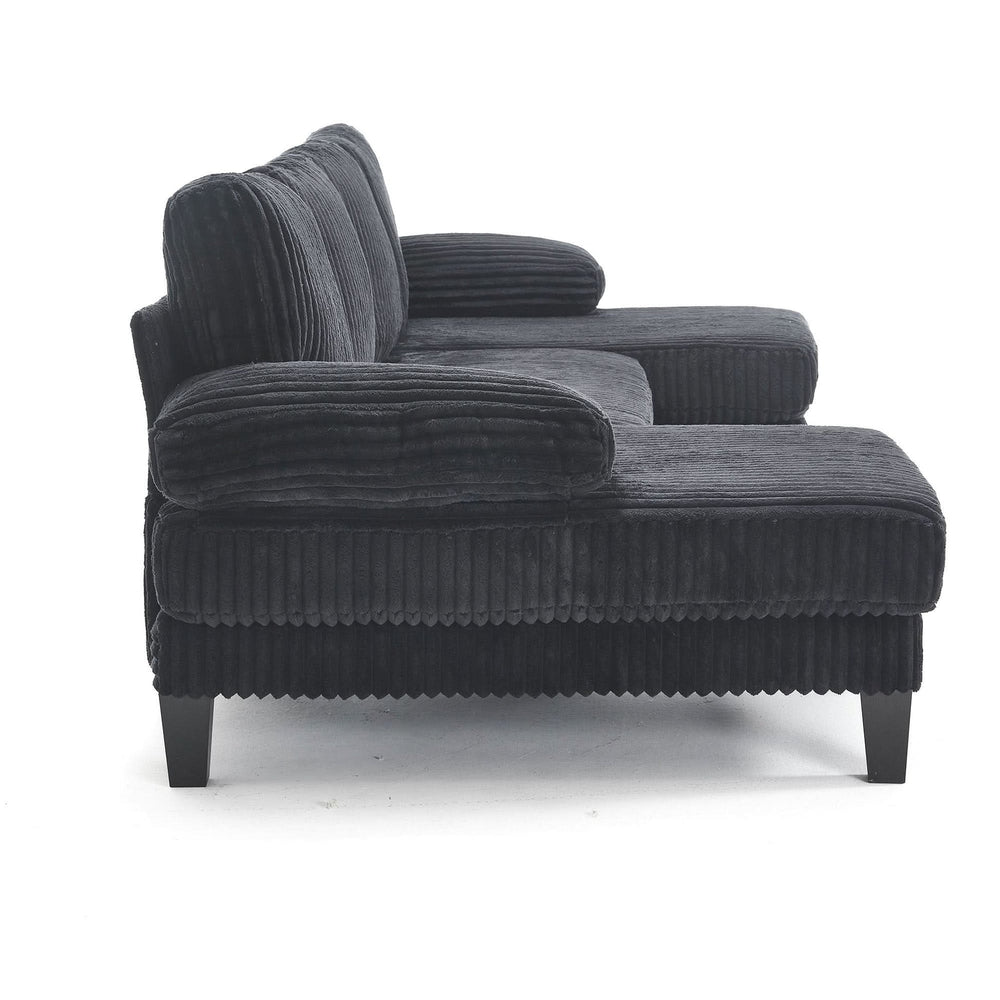 U Shaped Sofa Wood Frame Oversized Four-Seater Living Room Black Upholstery Media 21