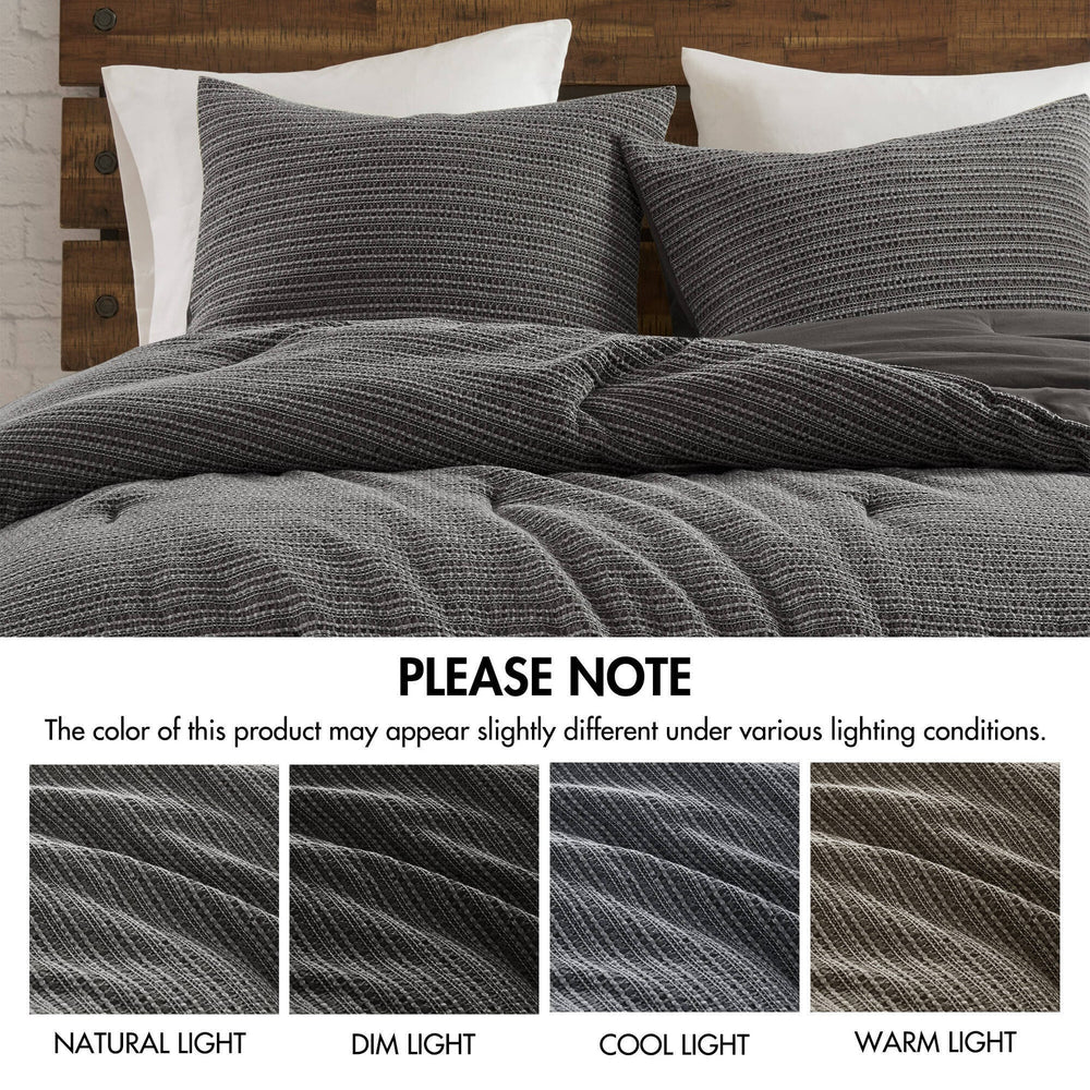 3PCS King/Cal King Waffle Washed Comforter Set Media 5