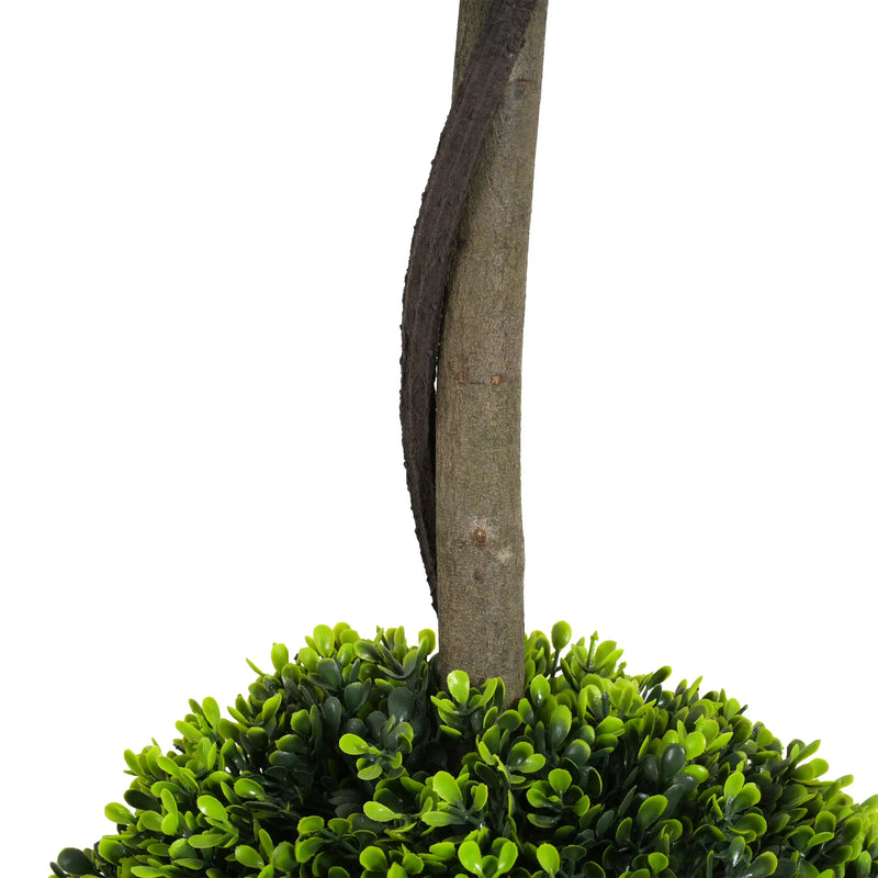 34' Artificial Topiary Boxwood Tree Double Ball with Black Plastic Pot, Set of 2